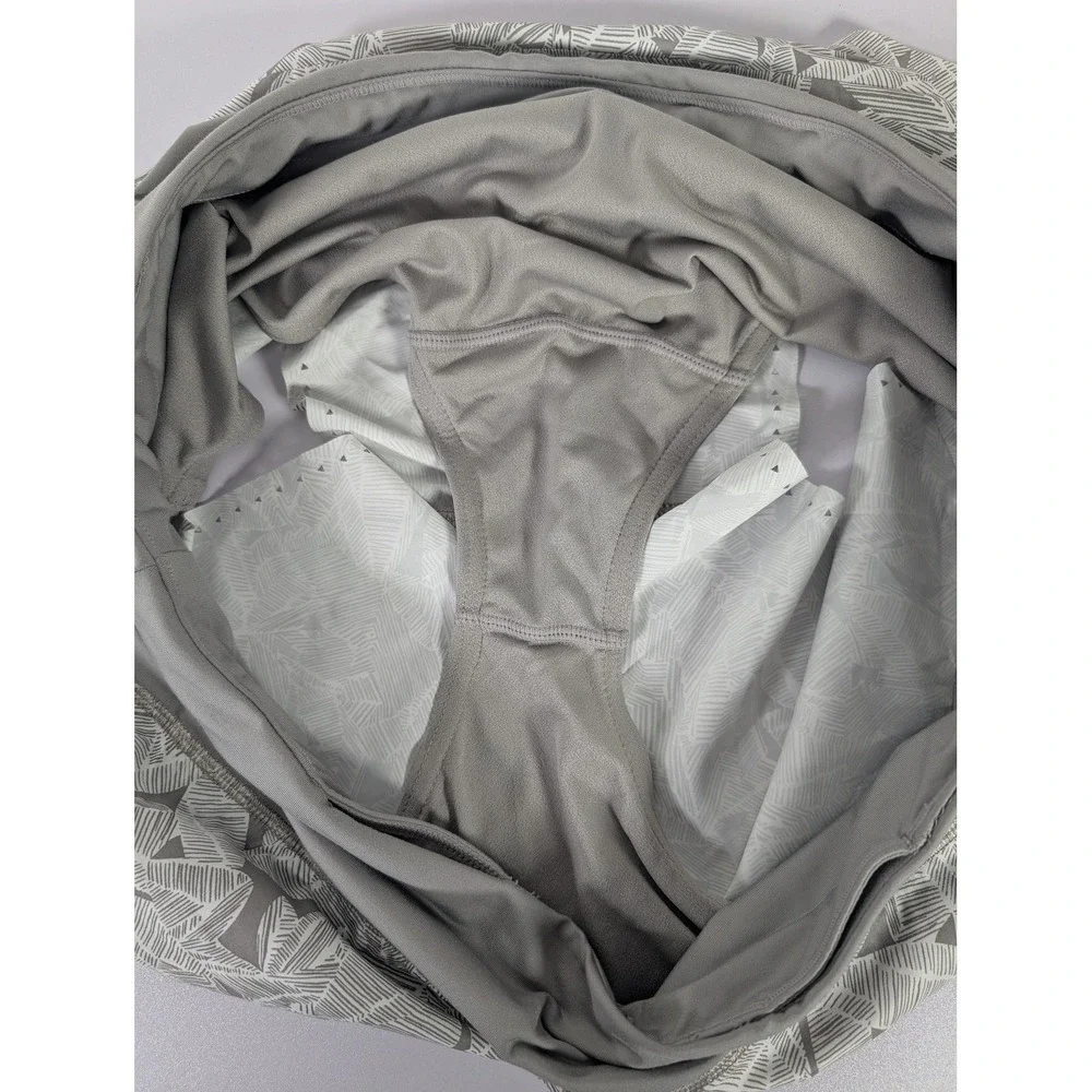 Athleta Shorts Womens XL‎ Gray Leaf Print Lined Athletic Run Hiking Zip Pocket
